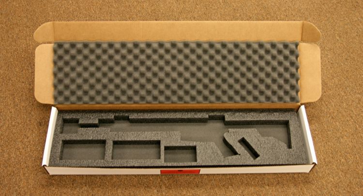 Custom convoluted foam box liners for shipping guns, rifles, firearms