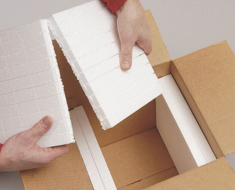 Pre-scored foam box liners fit any box. Insulates and protects frozen food and heavy items in shipment.