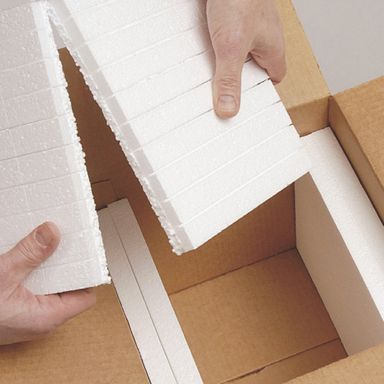 EzeeSnap EPS foam liners from Plastifoam fit inside any size corrugated box for a custom fit insulated shipping box. 
