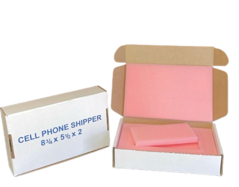 Universal foam lined cell phone shipping boxes in bulk pack of 10